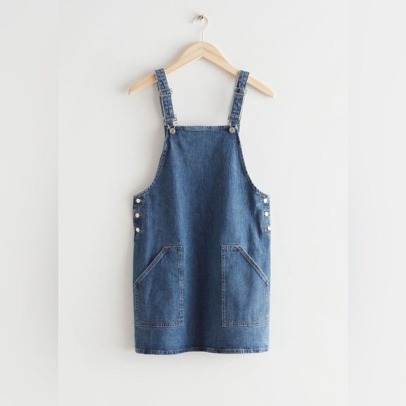 & Other Stories Dresses & Skirts - & Other Stories Blue Denim Staple Pinafore Dungaree Mini Dress Size 4
